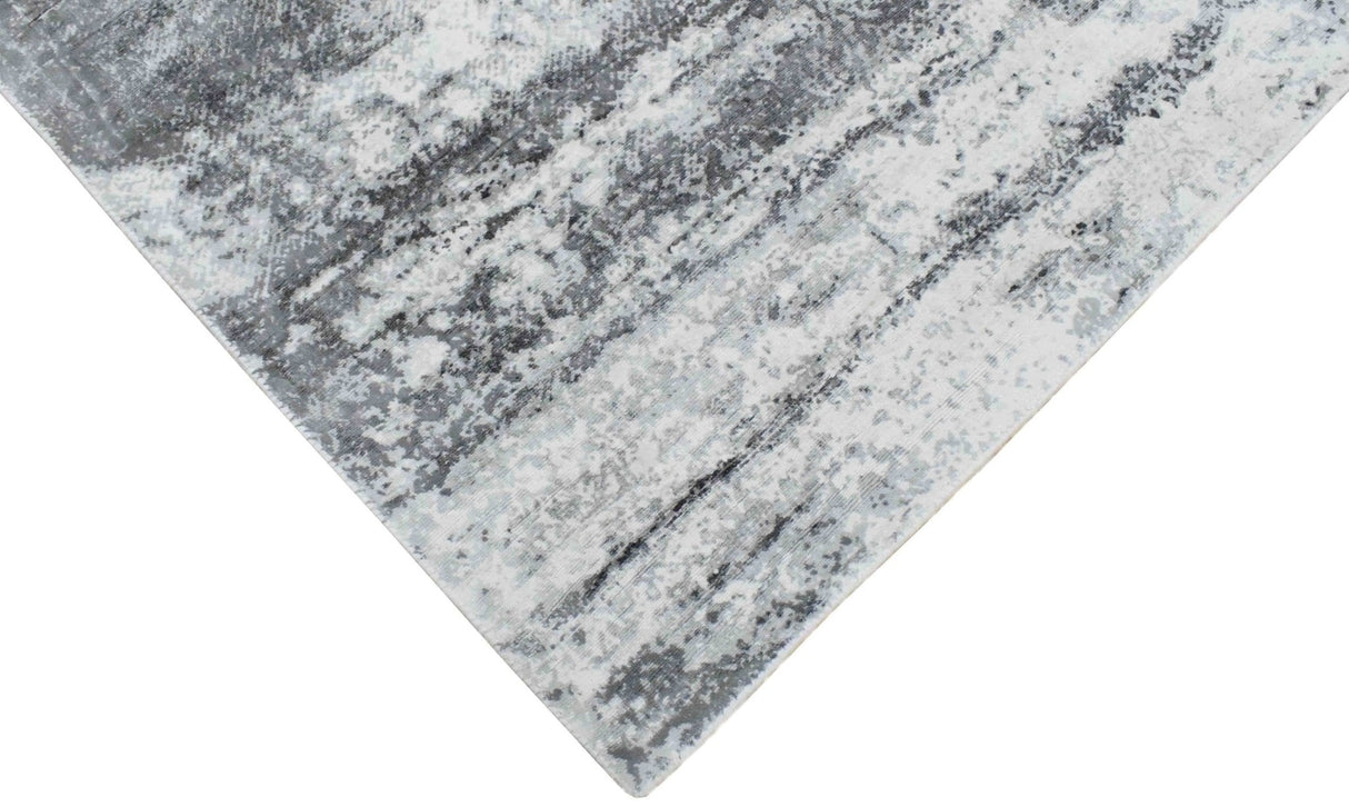 Modern Abstract Silver and Gray Hand Loom Viscose 5x7 Area Rug