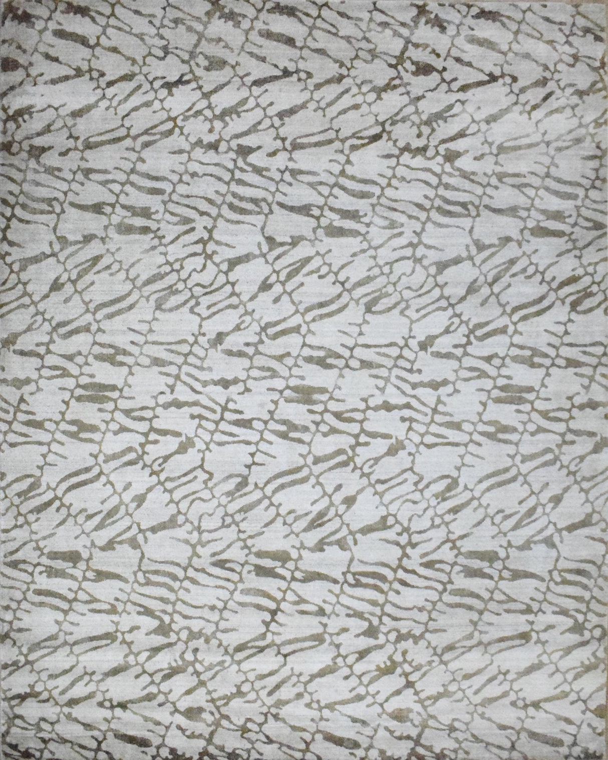 Modern Abstract White And Brown Hand loom 8x10 Viscose Area Rug