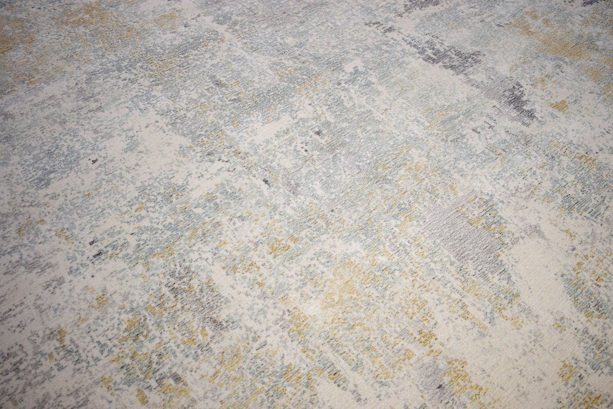 Modern Abstract Yellow And Gray Hand Loom Wool And Viscose Area Rug