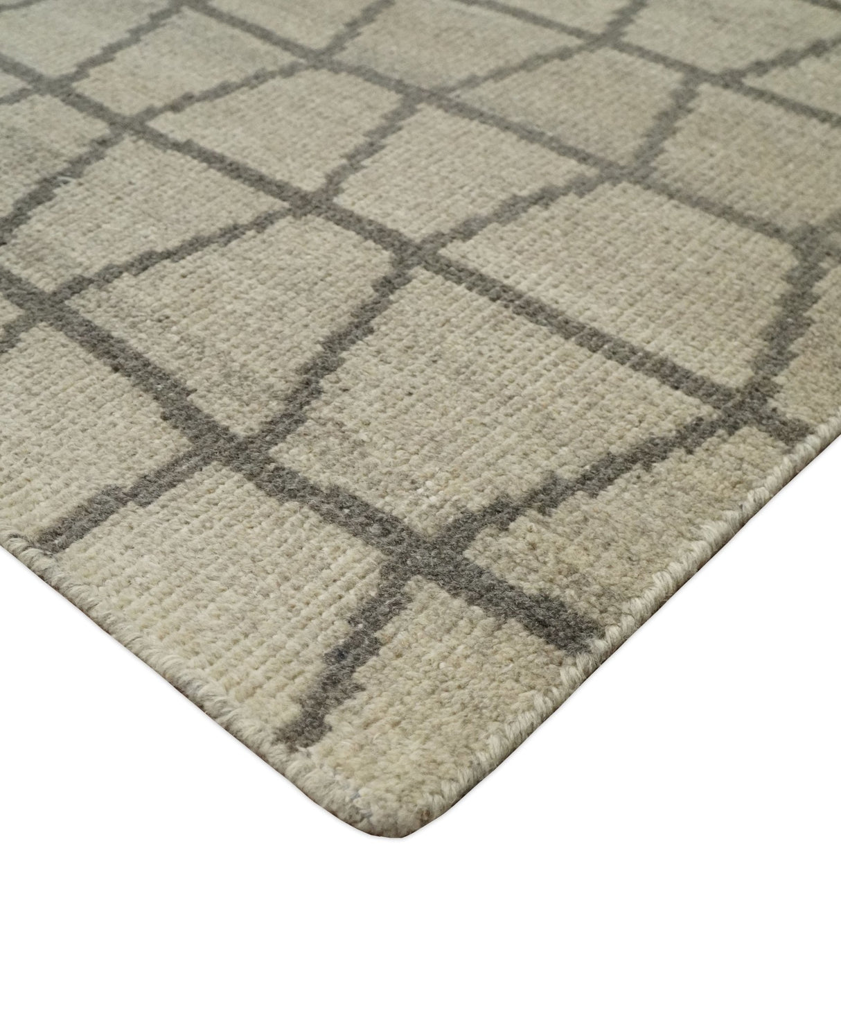 Modern Beige and Brown Geometric 5x7 Blended Wool Flatwoven Area Rug