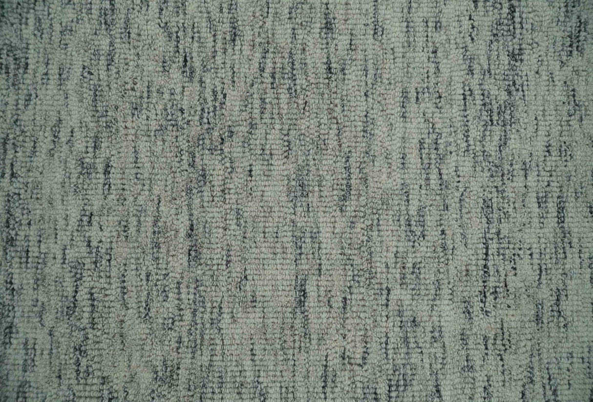 Modern Beige and Charcoal Solid Shaded Hand Tufted Natural Wool Area Rug