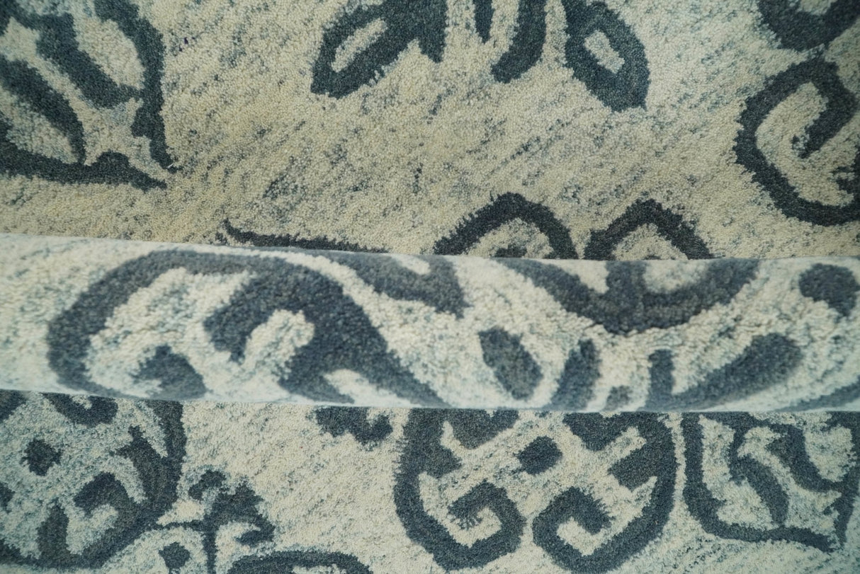 Modern Blue And Beige Hand-Tufted Wool Area Rug