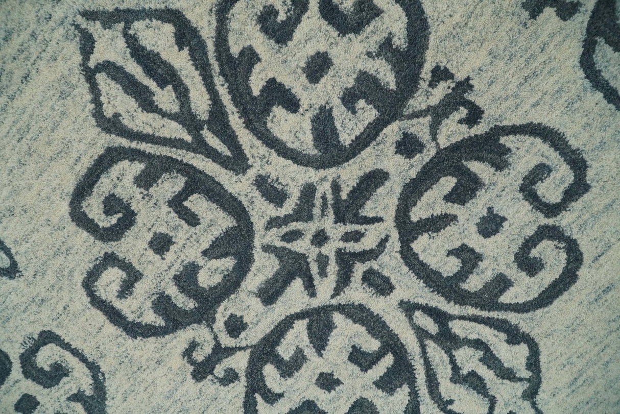 Modern Blue And Beige Hand-Tufted Wool Area Rug
