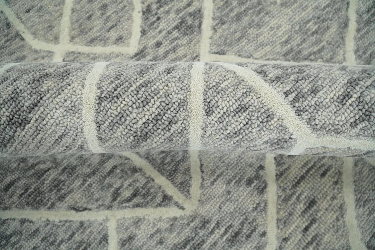 Modern Contemporary Beige Hand Tufted Wool Area Rug