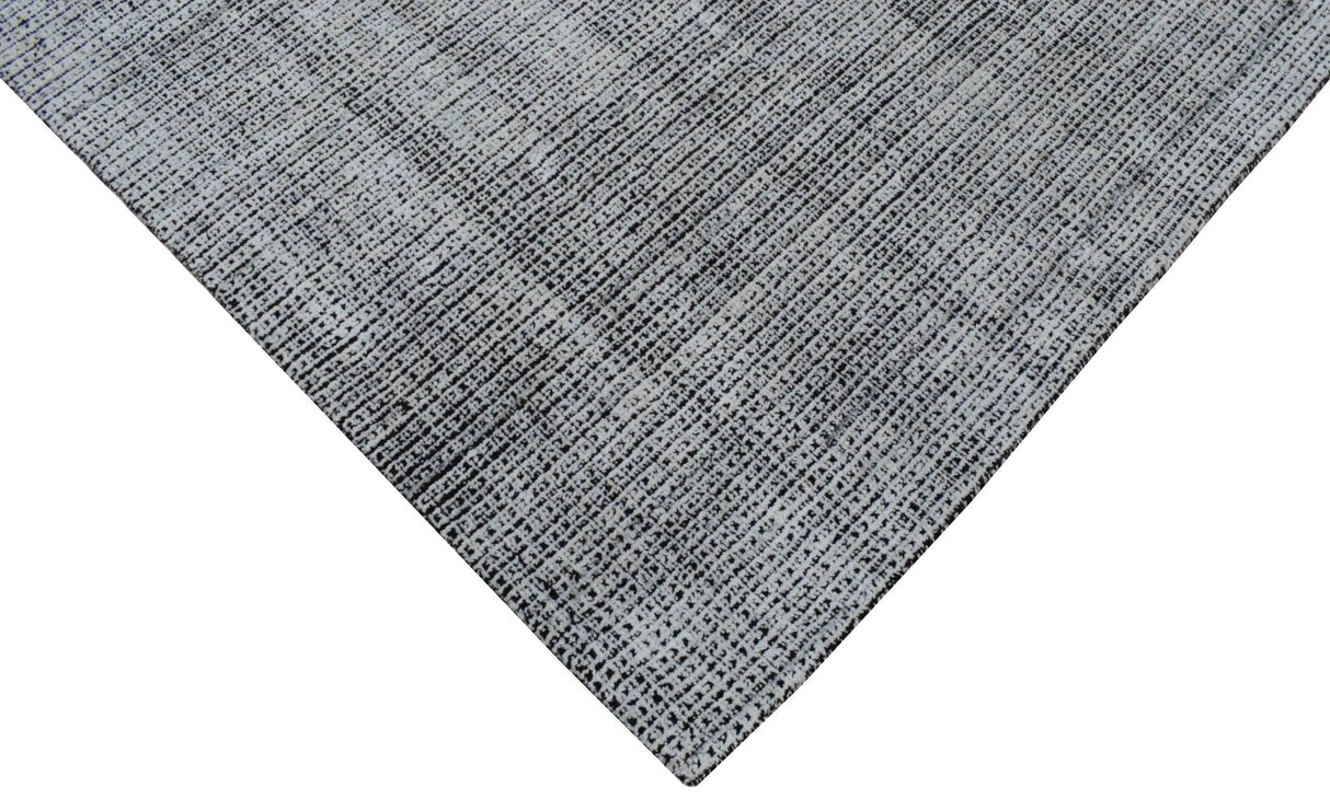 Modern Contemporary Black and White Hand Loom Wool 5x8 Area Rug