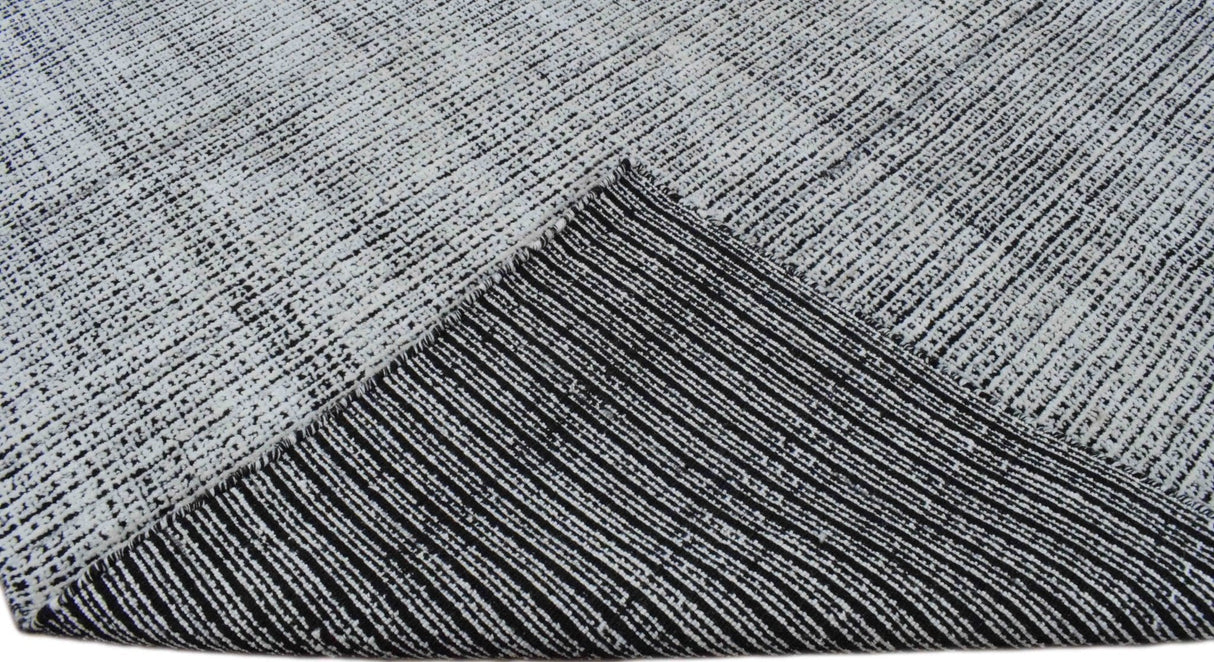 Modern Contemporary Black and White Hand Loom Wool 5x8 Area Rug