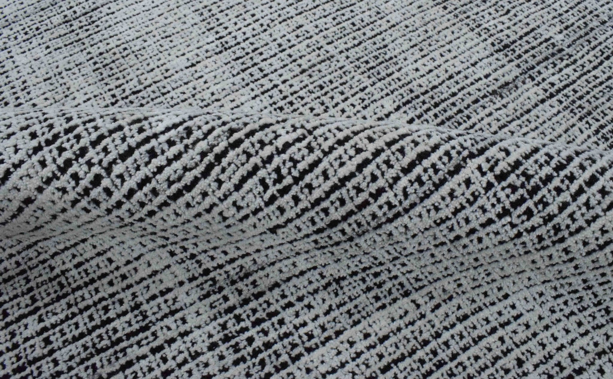 Modern Contemporary Black and White Hand Loom Wool 5x8 Area Rug