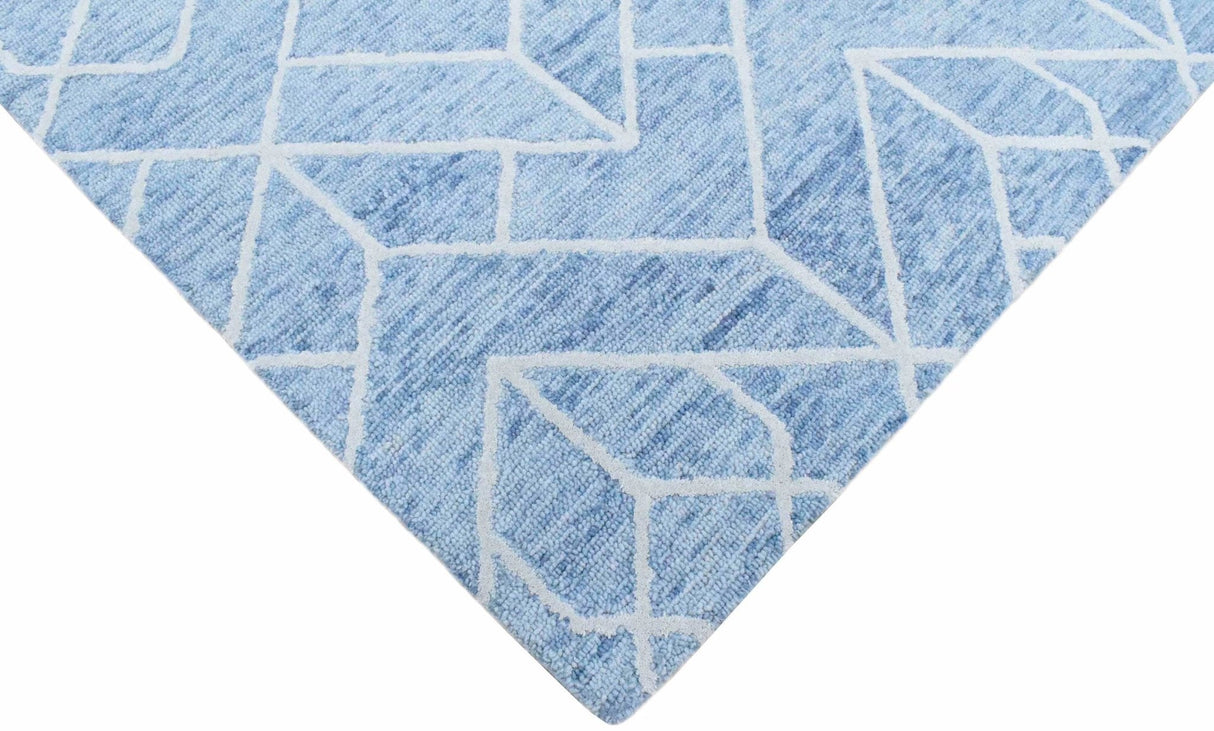 Modern Contemporary Blue Hand Tufted Wool Area rug
