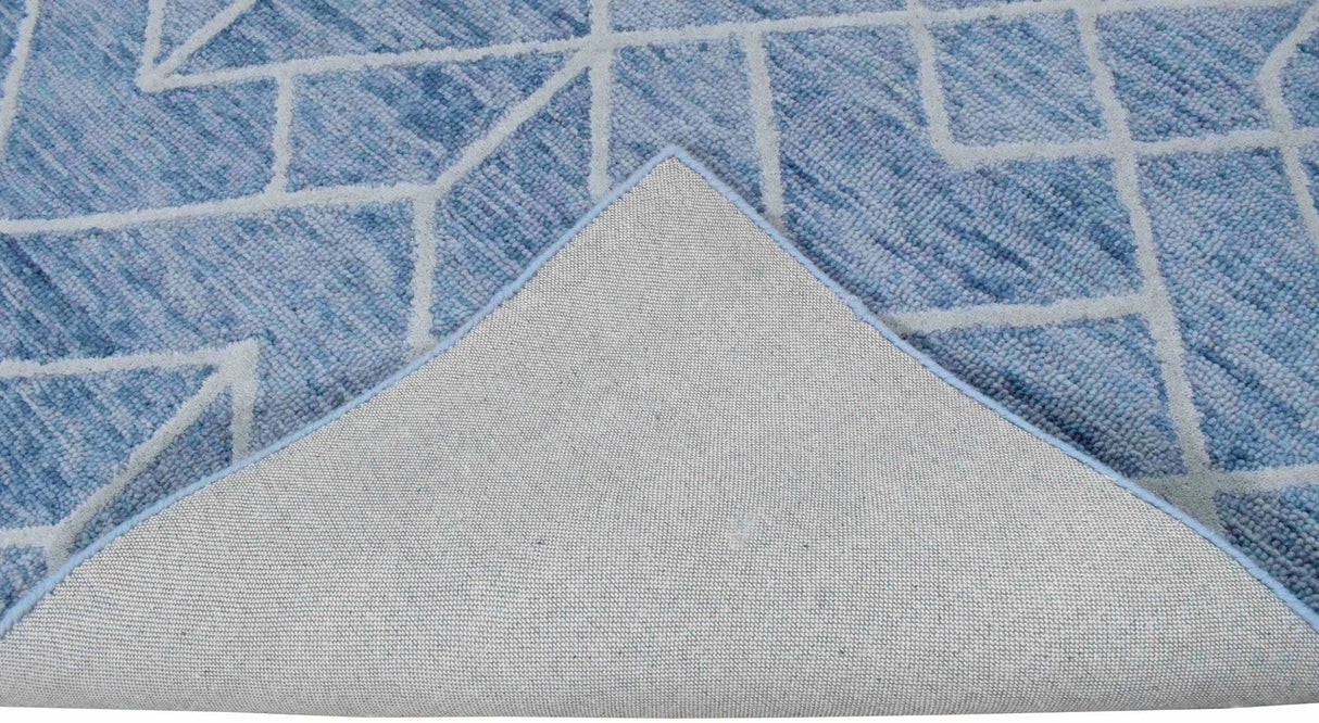 Modern Contemporary Blue Hand Tufted Wool Area rug
