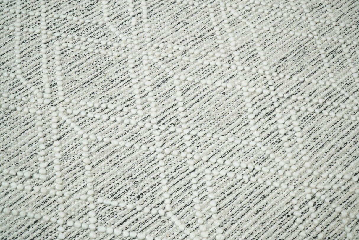 Modern Contemporary Hand Made White Wool Area Rug