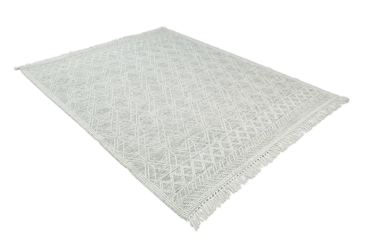 Modern Contemporary Hand Made White Wool Area Rug