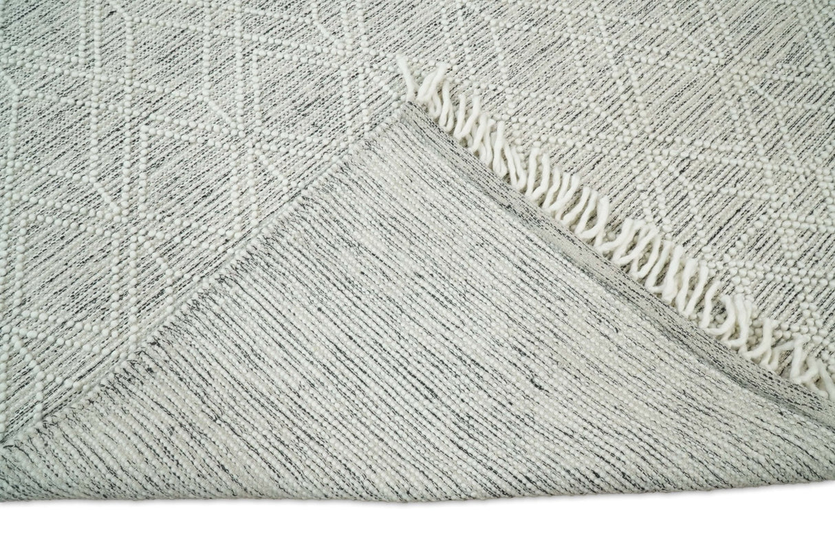 Modern Contemporary Hand Made White Wool Area Rug