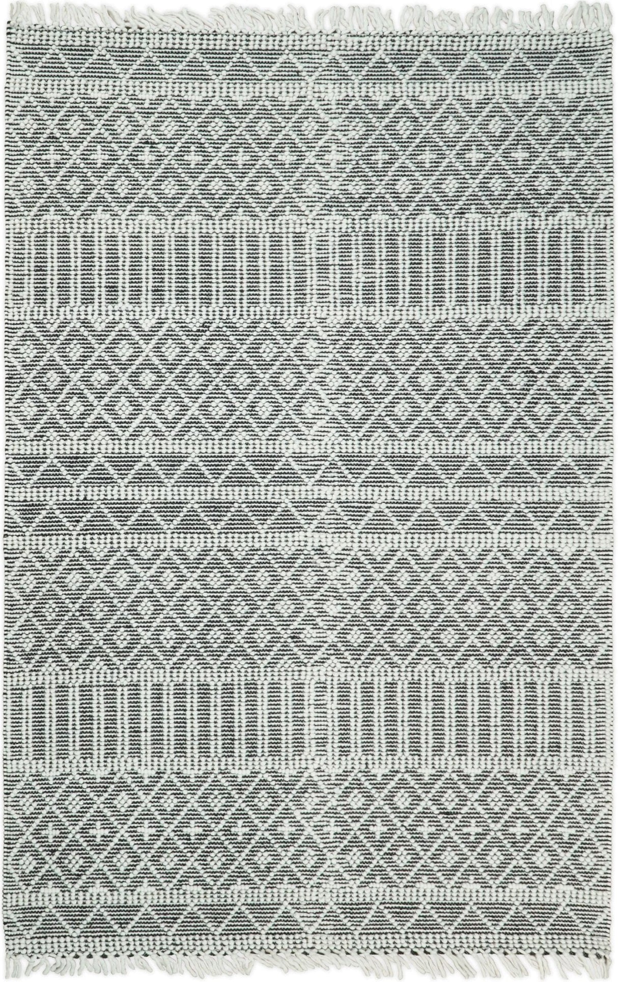 Modern Contemporary Hand Woven Black and White Wool Area Rug