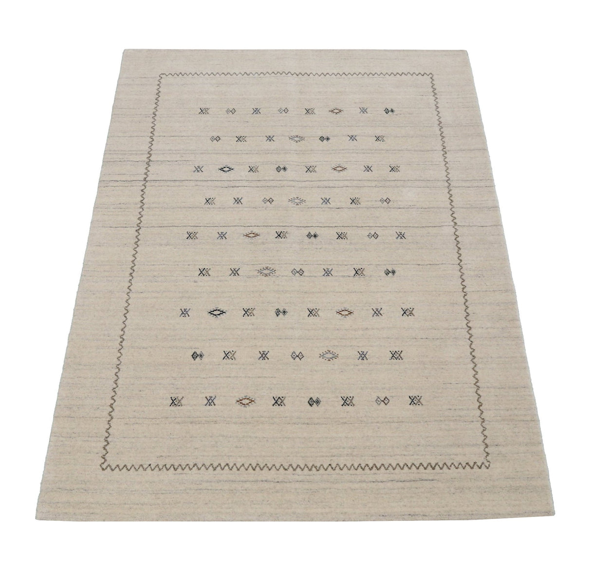 Modern Design Beige Hand Loomed Wool Area Rug