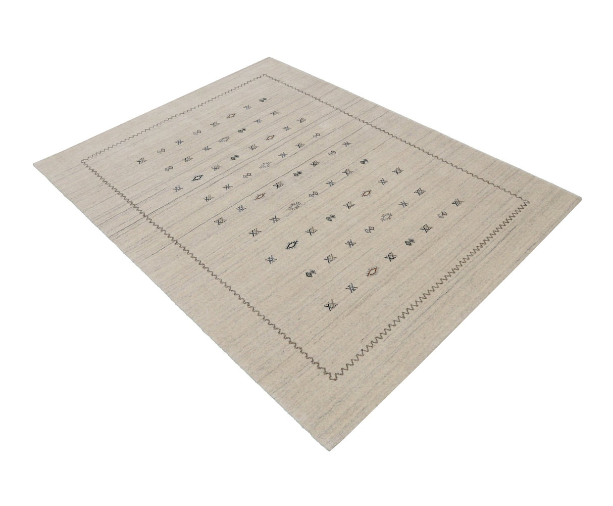 Modern Design Beige Hand Loomed Wool Area Rug