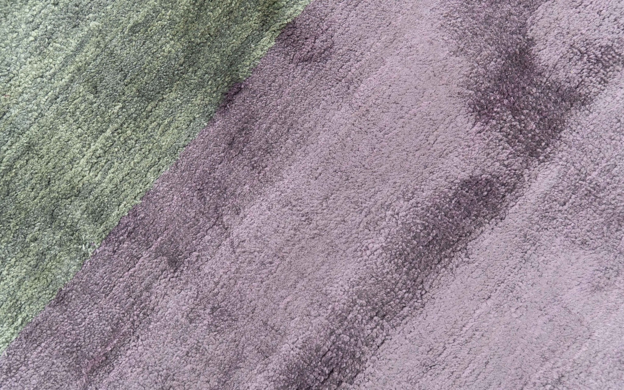 Modern design Ivory, Green and Blue 2x5 Hand Knotted Wool Area Rug