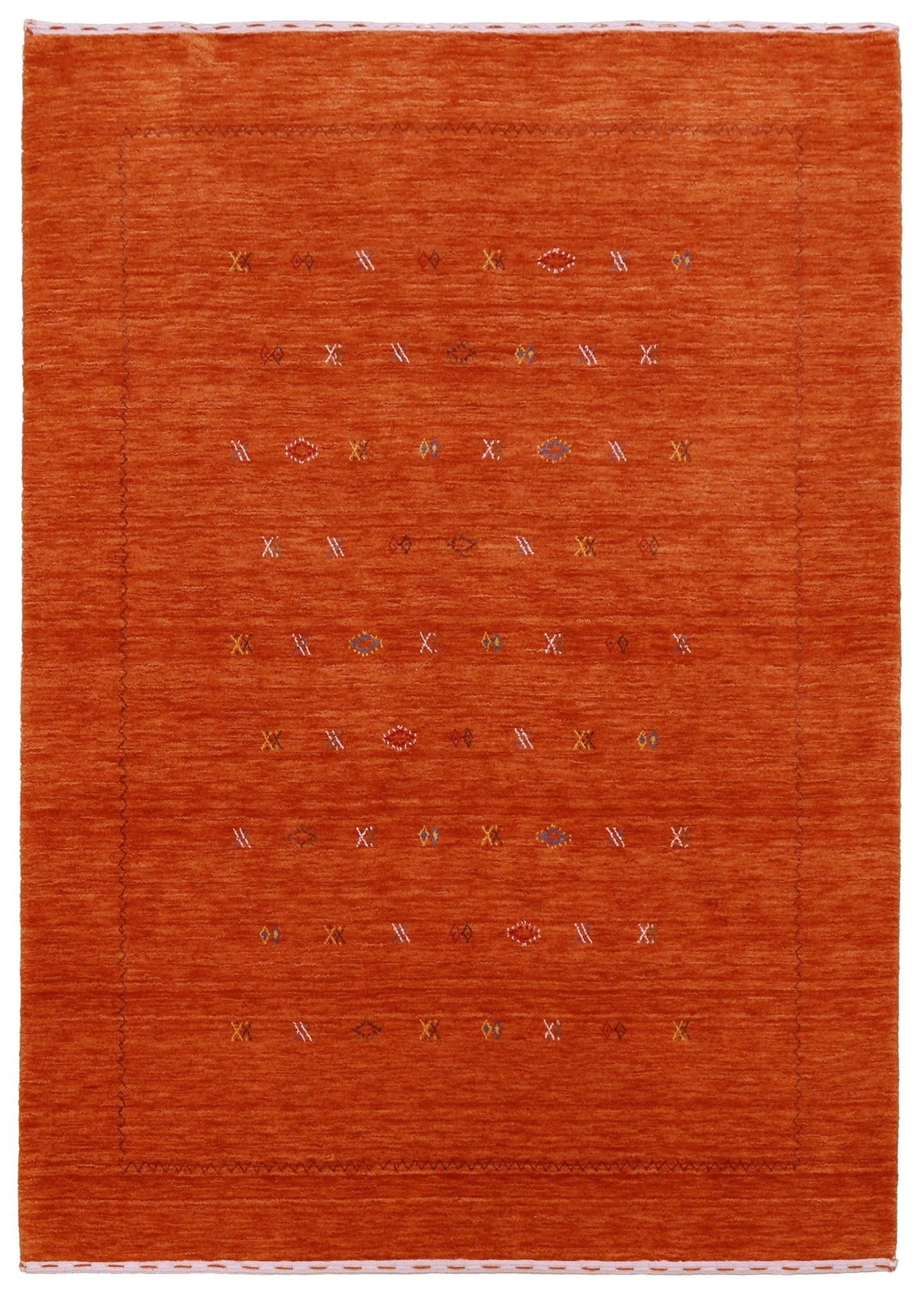 Modern Design Orange Hand Loomed Wool Area Rug