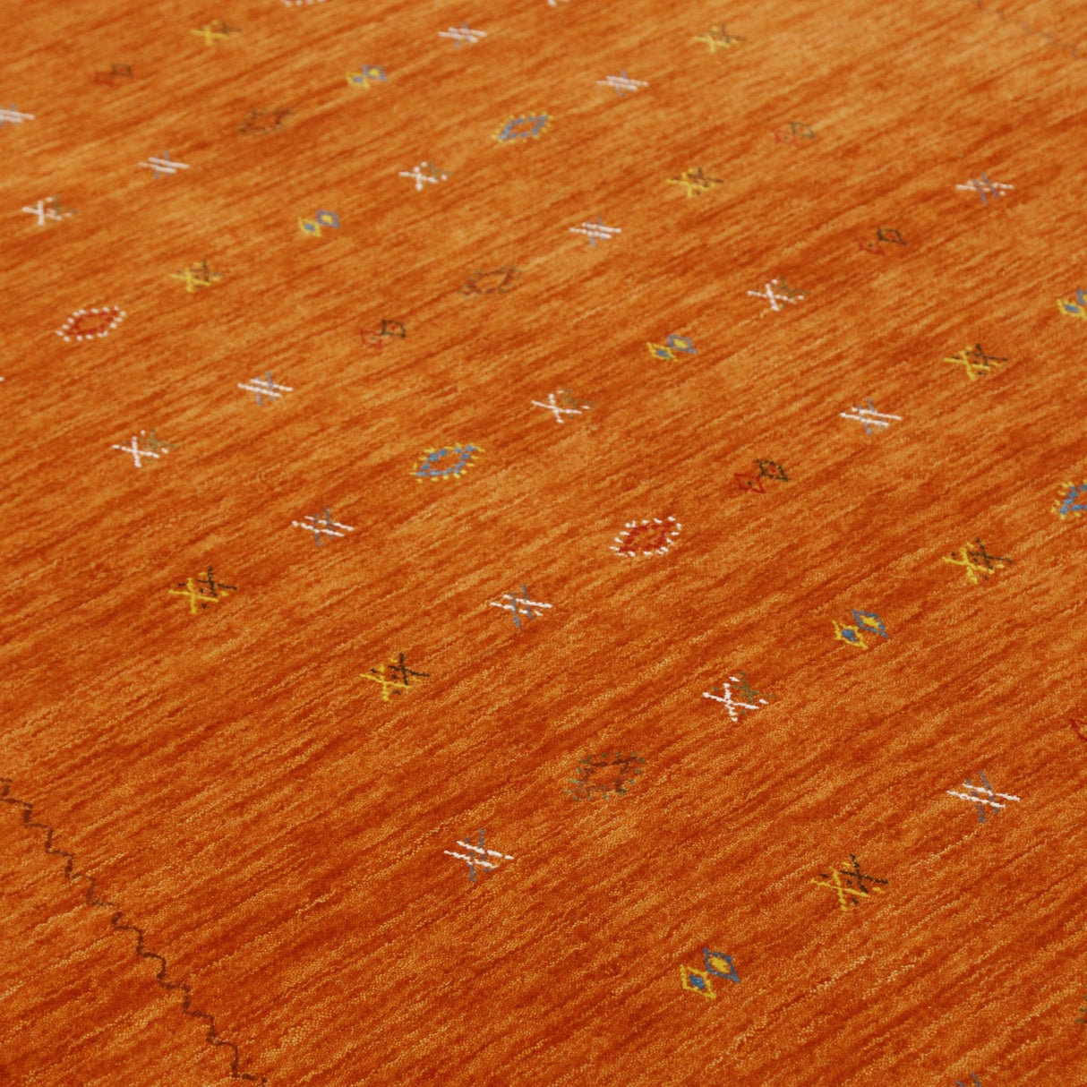 Modern Design Orange Hand Loomed Wool Area Rug