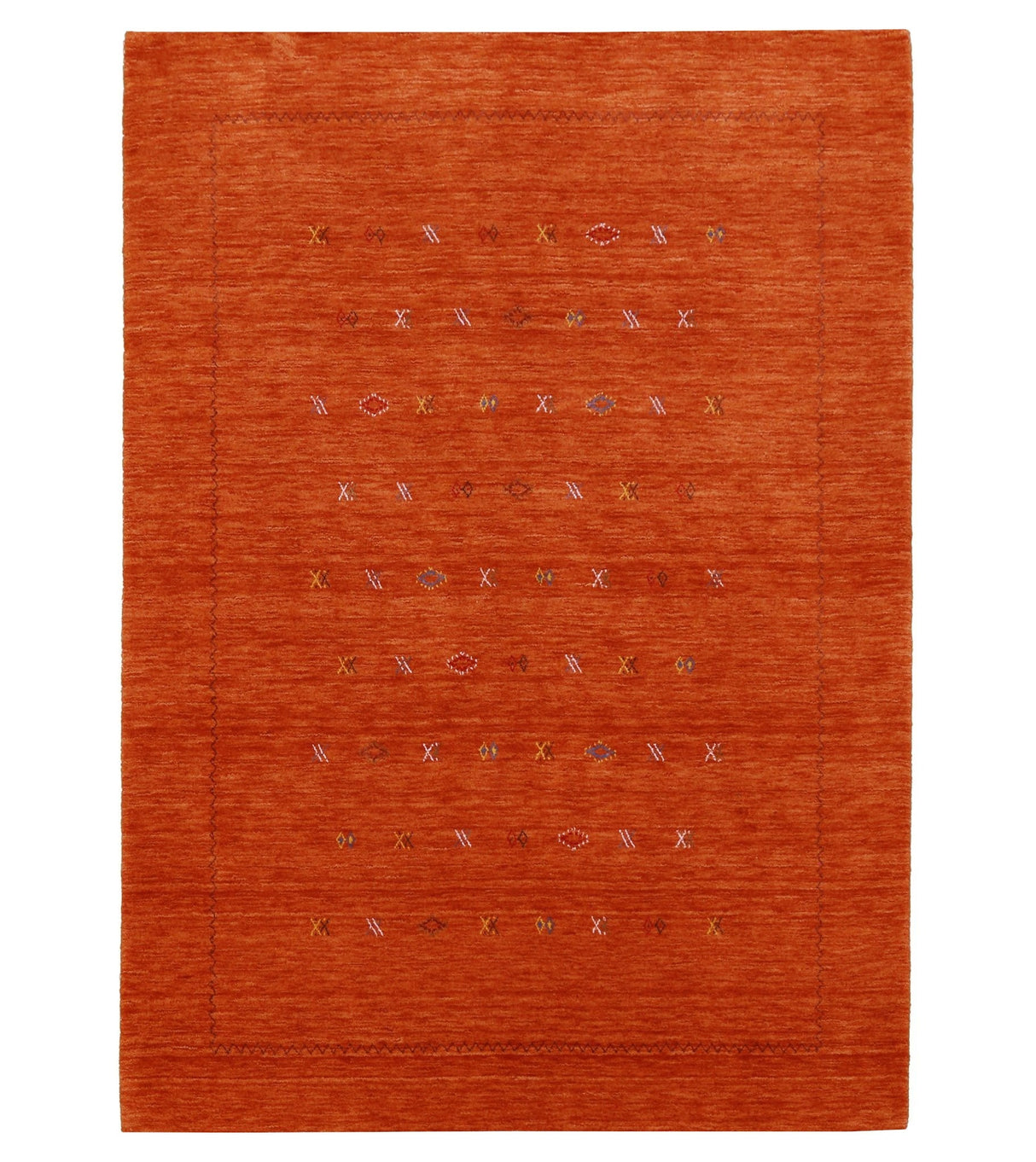 Modern Design Orange Hand Loomed Wool Area Rug