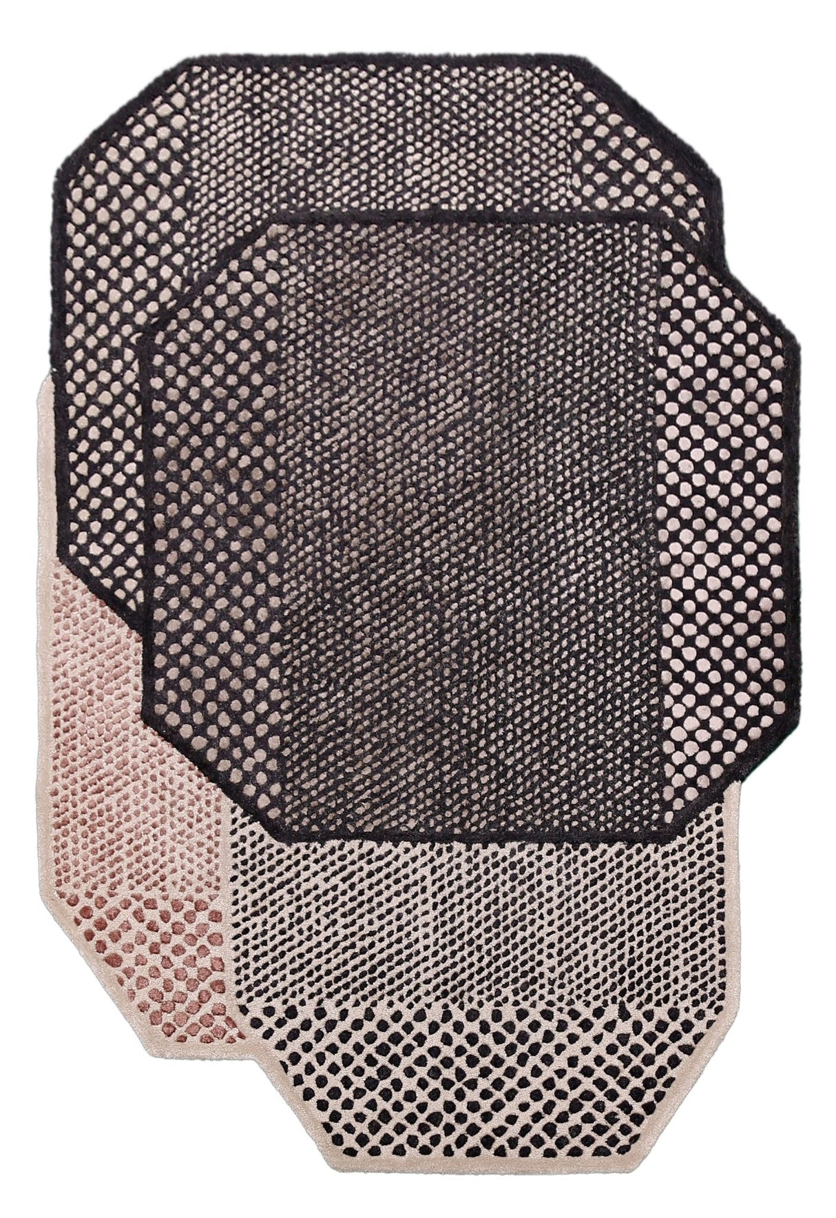 Modern Dotted Mesh Black Hand Tufted 5x8 Wool Area Rug