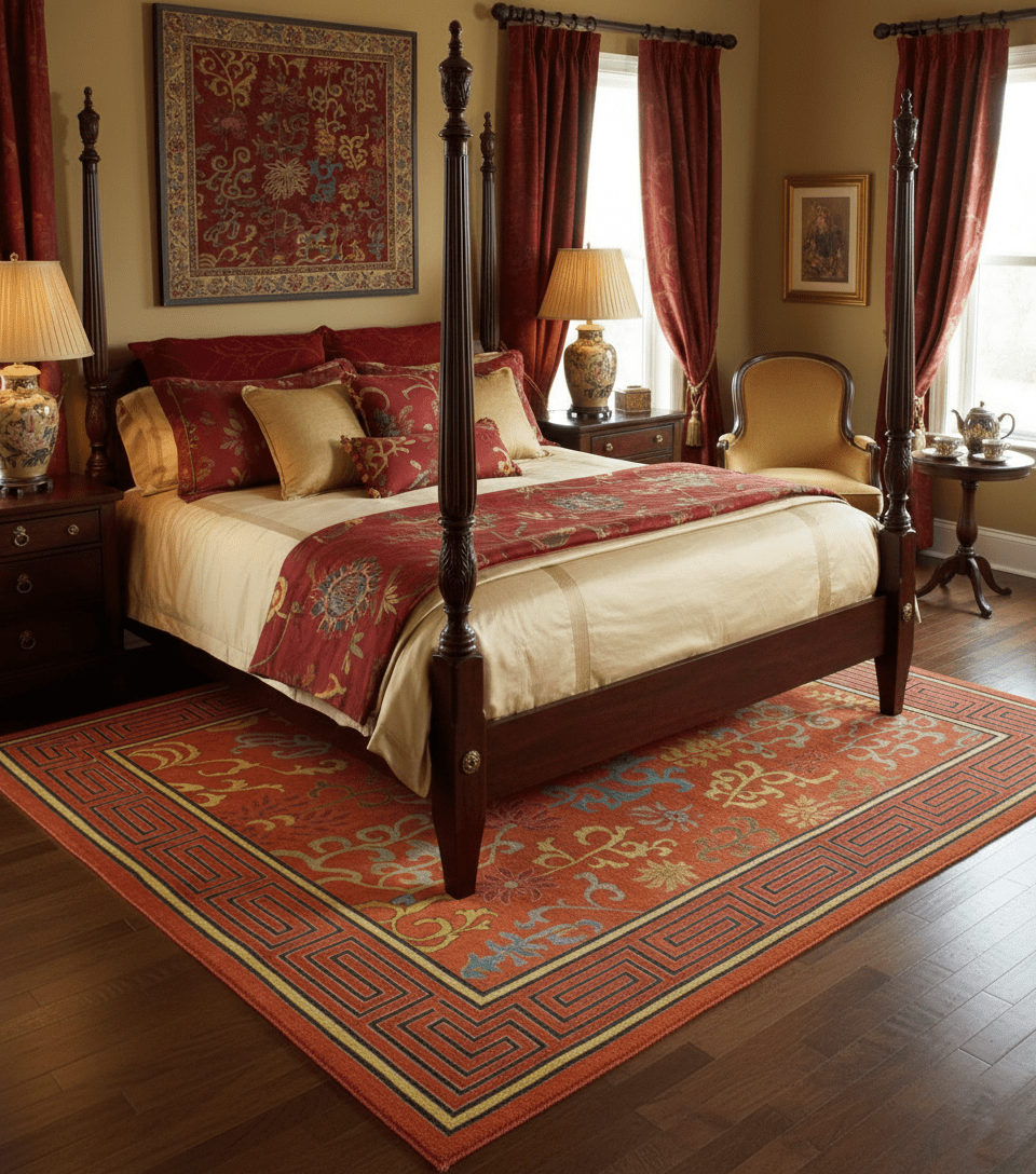 Modern Floral Orange 8x10 Hand Knotted wool Area Rug