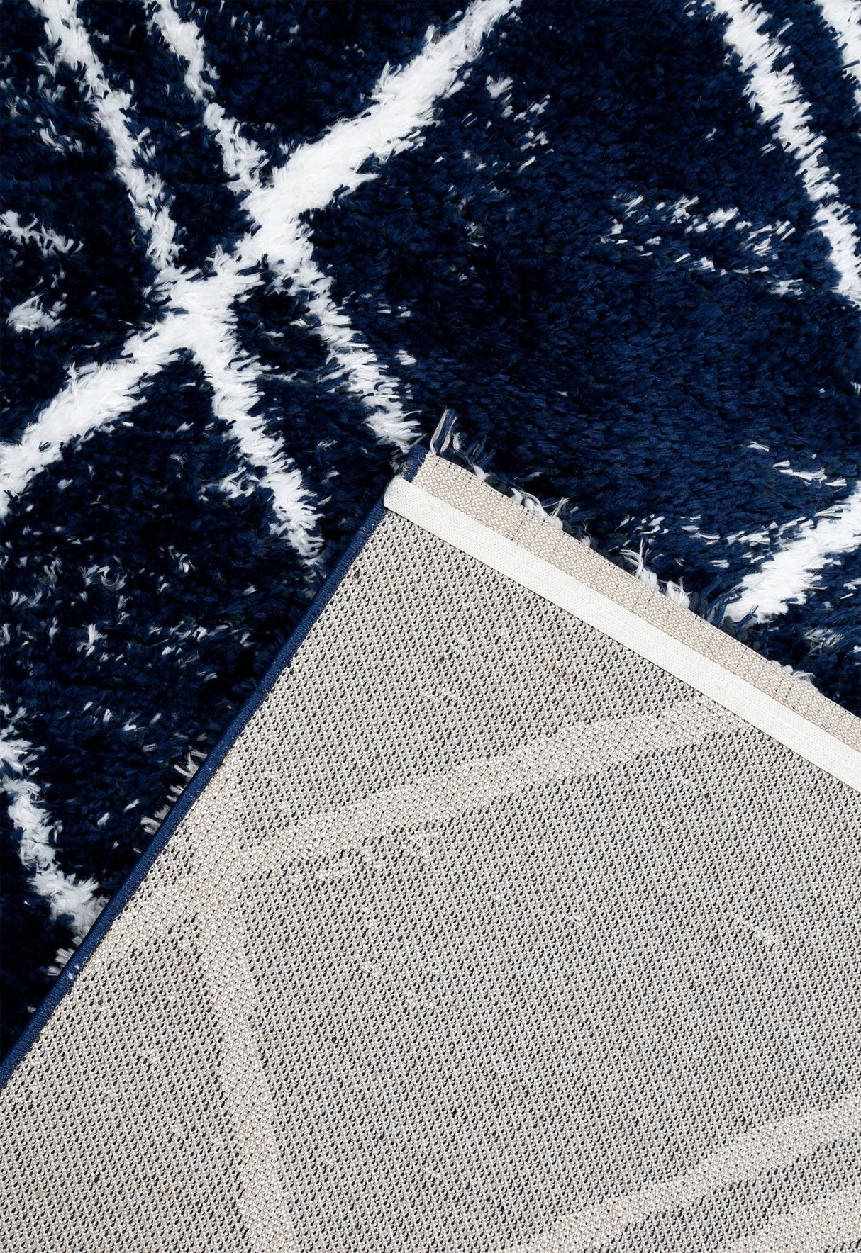 Modern Geometrical Blue Machine Woven 5x7 Area Rug