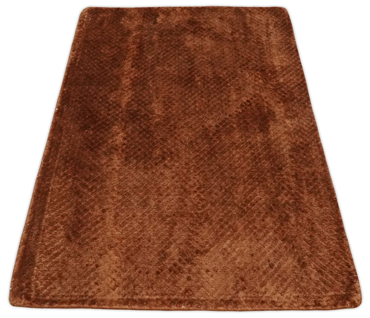 Modern Geometrical Cross Square Hand Made 2x3 Brown Art silk Area Rug-Area Rug-Parc Decor