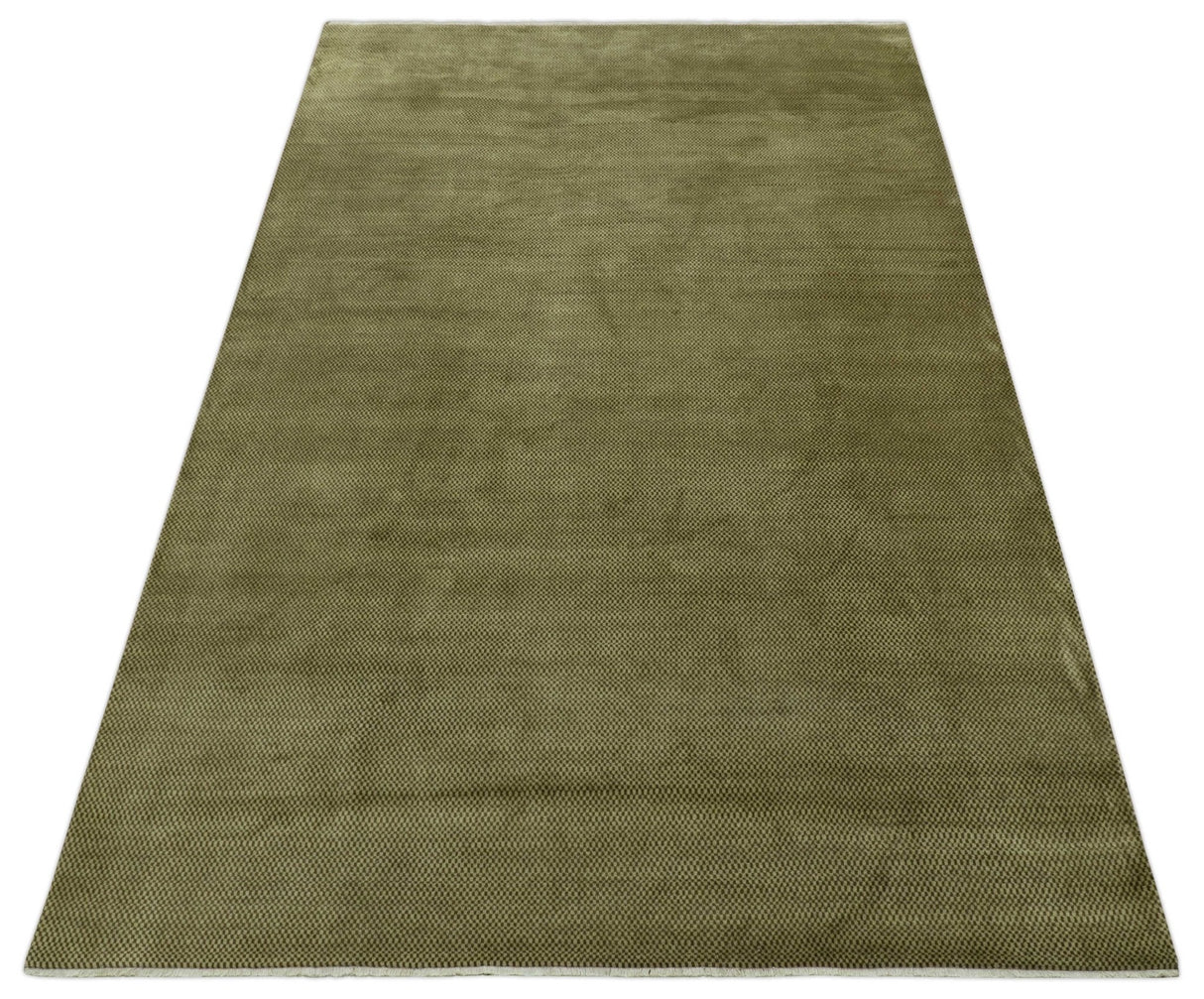 Modern Geometrical Design Beige And Brown 6x10 Hand Knotted Wool Rug