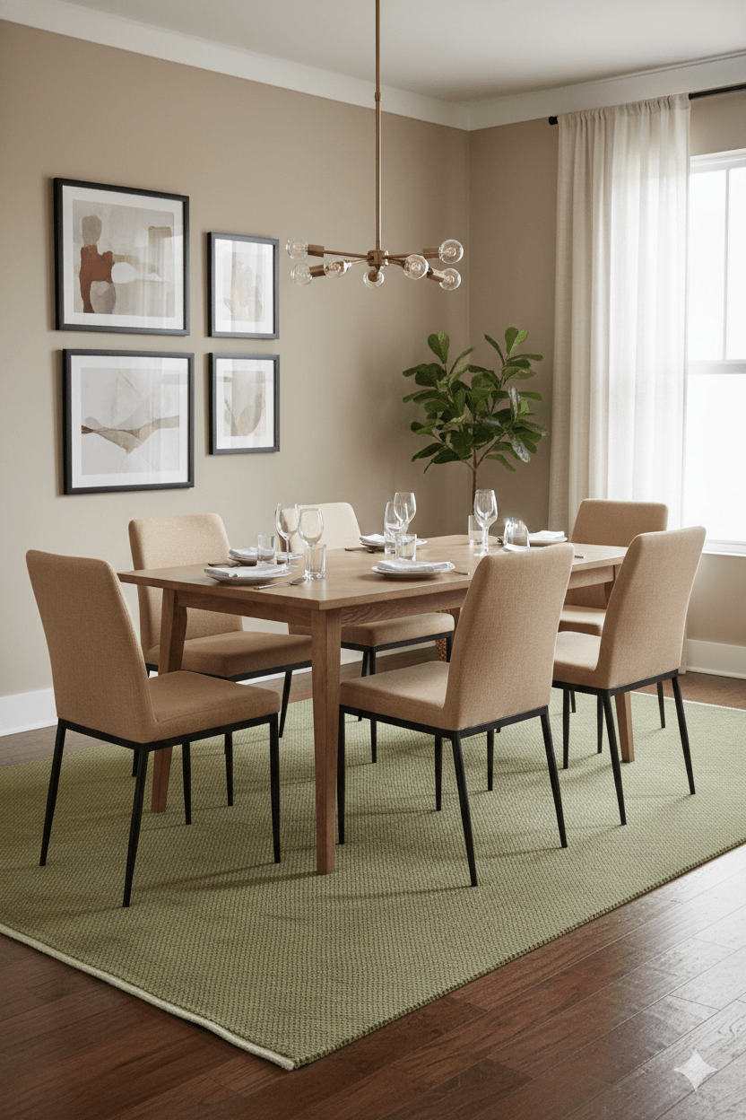 Modern Geometrical Design Beige And Brown 6x10 Hand Knotted Wool Rug