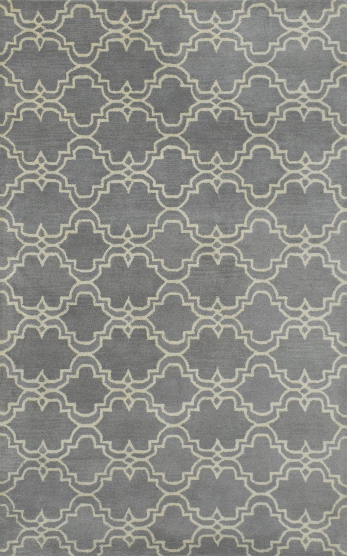 Modern Geometrical Gray and Beige Hand Tufted 5x8 Wool Area Rug