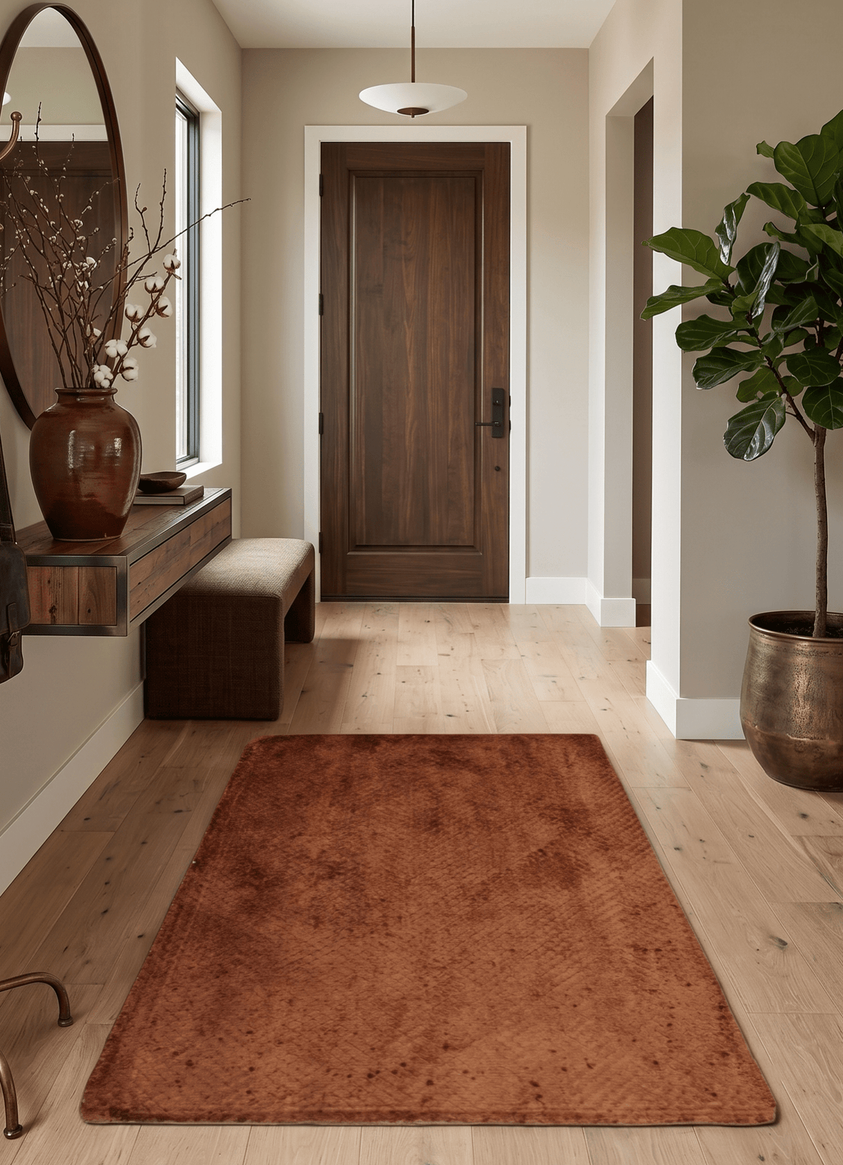 Modern Geometrical Hand Made 2x3 Brown Art silk Area Rug