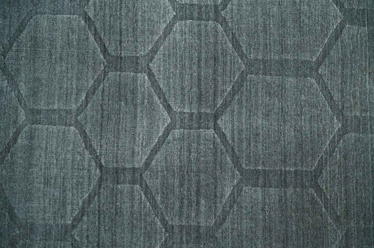 Modern Geometrical Hand Woven 2x3 Charcoal Area Rug made with Art Silk | N7123-Area Rug-Parc Decor