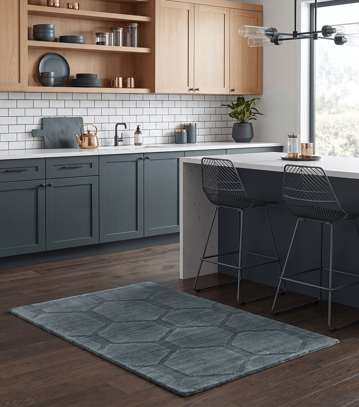 Modern Geometrical Hand Woven 2x3 Charcoal Art Silk Area Rug