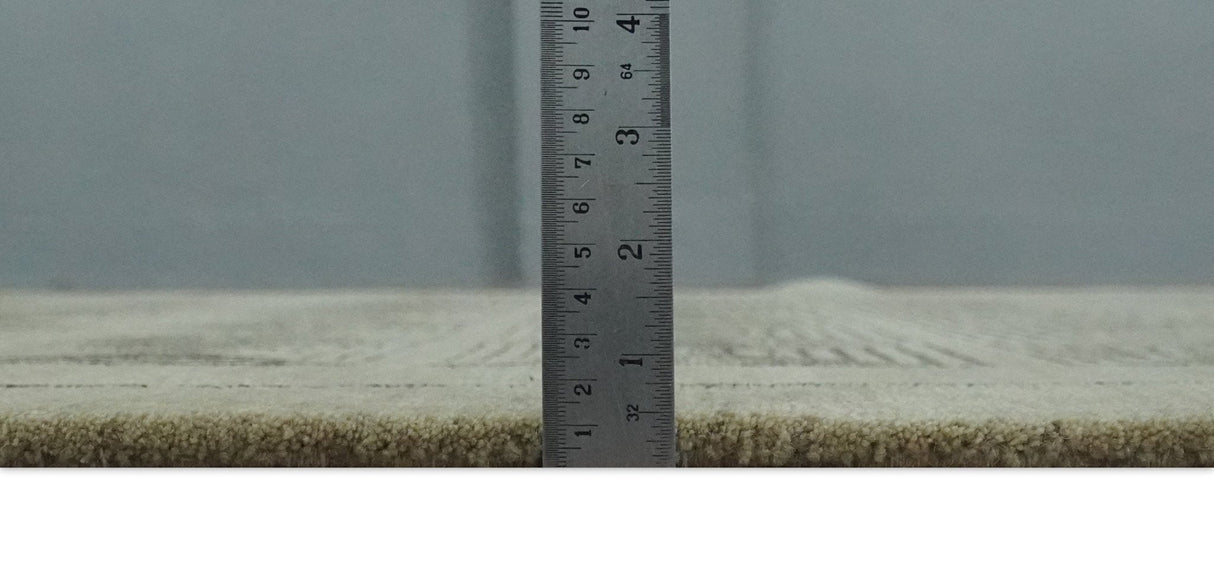 Modern Geometrical Olive and Charcoal Hand loom 5x7 Wool and Art Silk Area Rug-Area Rug-Parc Decor