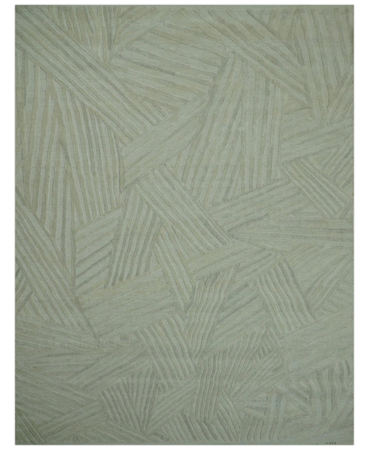 Modern Geometrical Pattern Silver Hand Knotted 10x13 Wool Area Rug