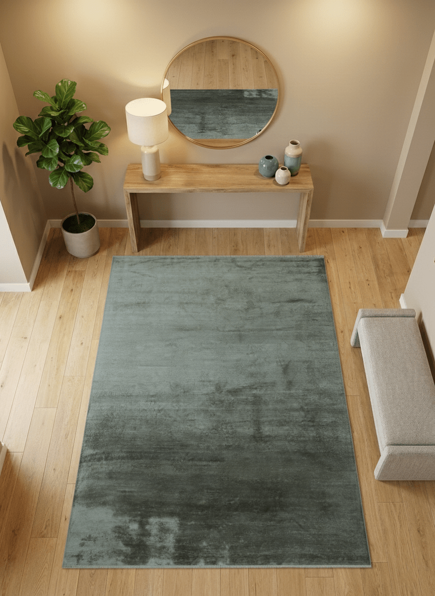 Modern Gray Solid Design 6x8.7 Hand Knotted Wool Area Rug