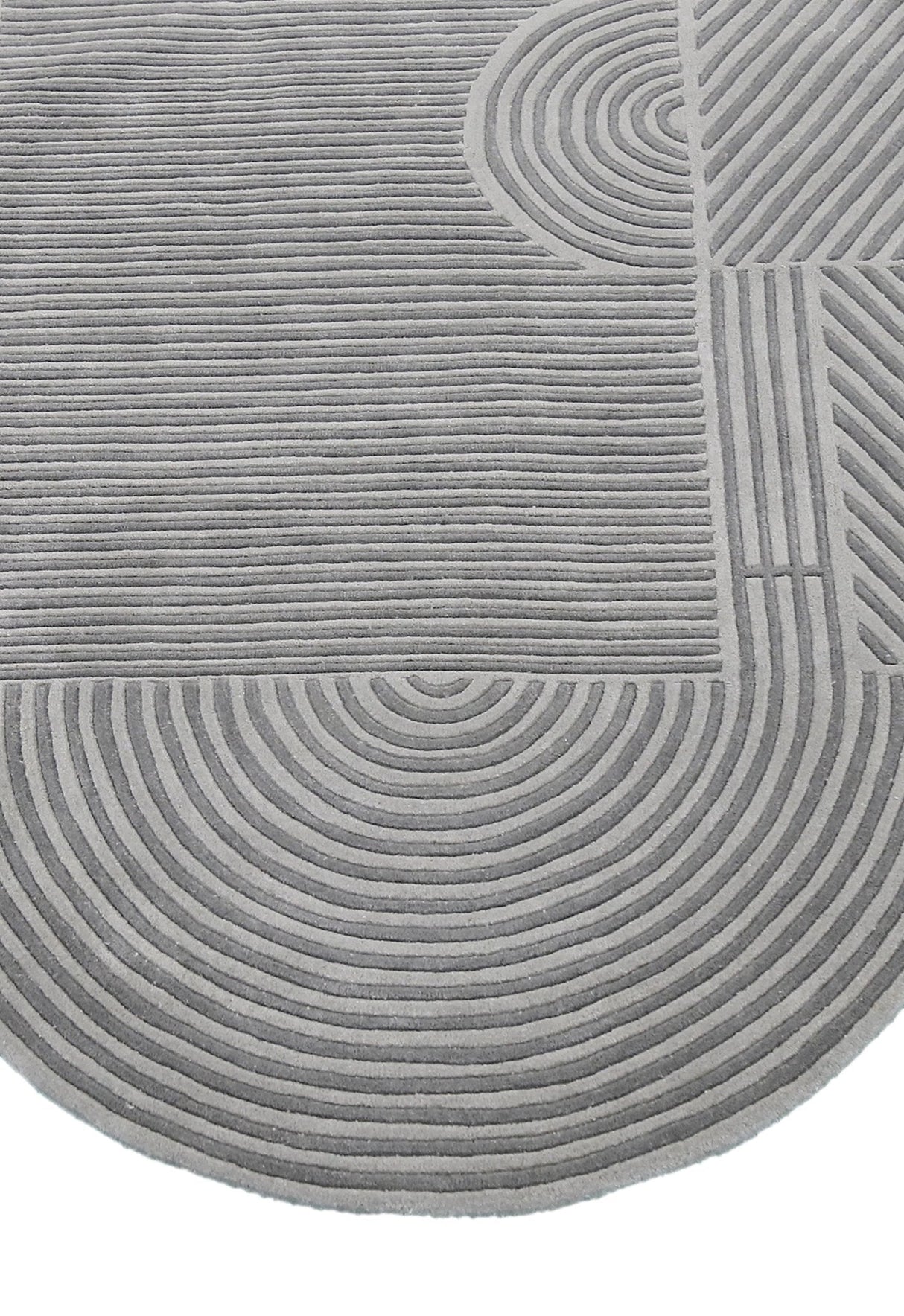 Modern Grey Lines Hand Tufted 5x7 Wool Area Rug