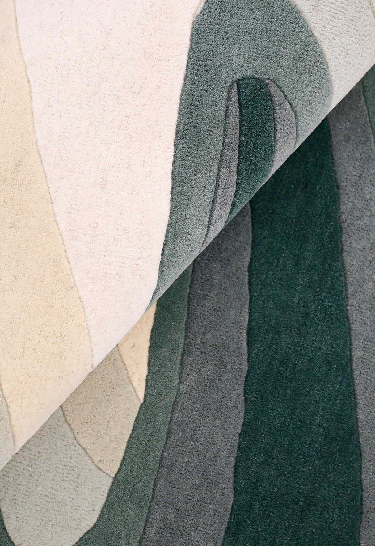 Modern Layered Pattern Green Hand Tufted 5x8 Wool Rug