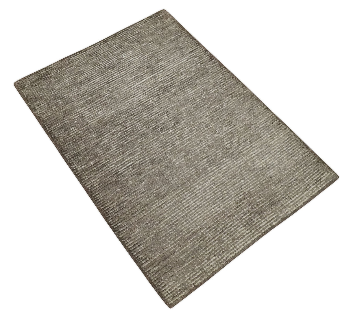 Modern Solid Brown 2x3 Hand Knotted Bamboo Silk Rug