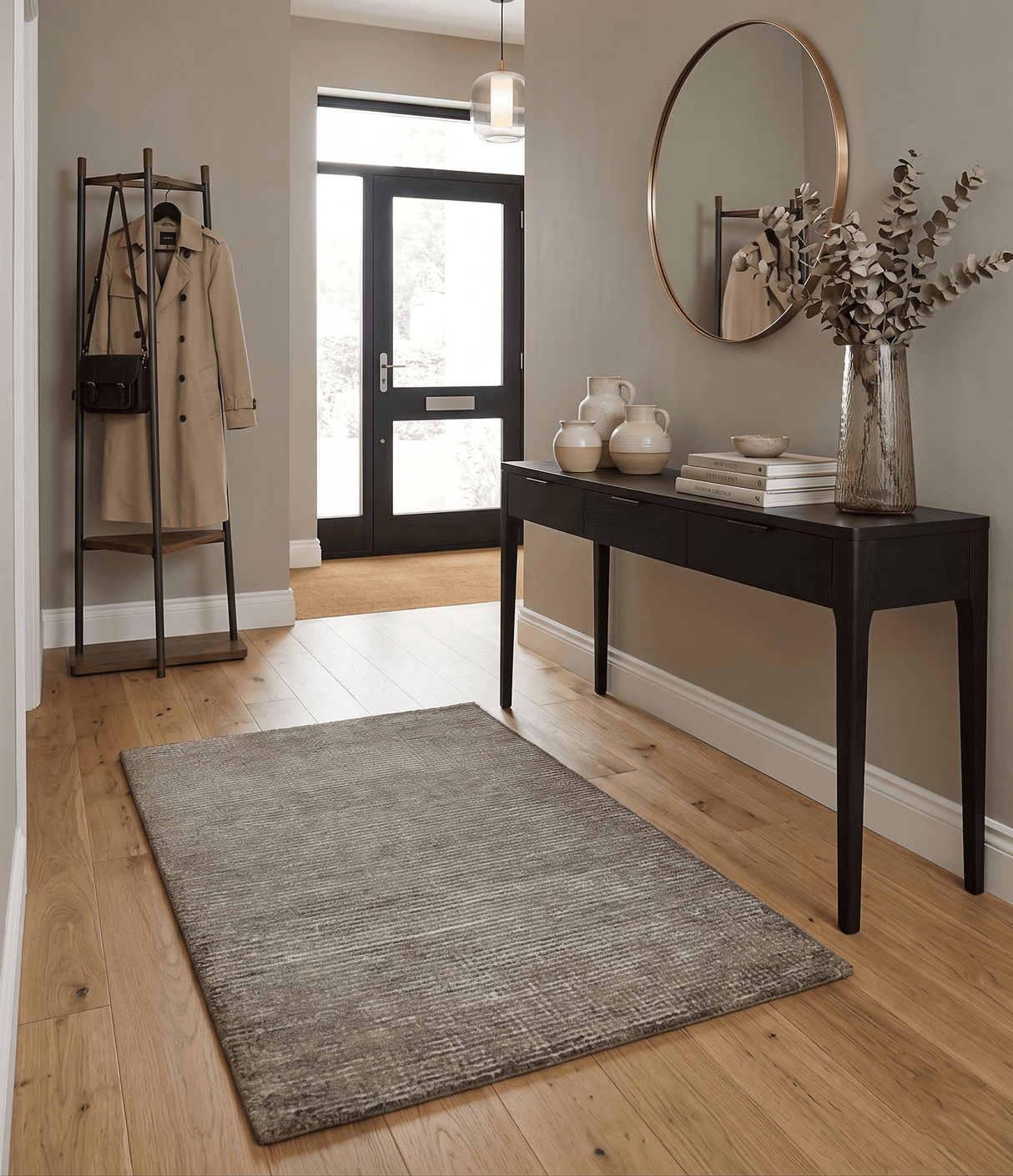 Modern Solid Brown 2x3 Hand Knotted Bamboo Silk Rug