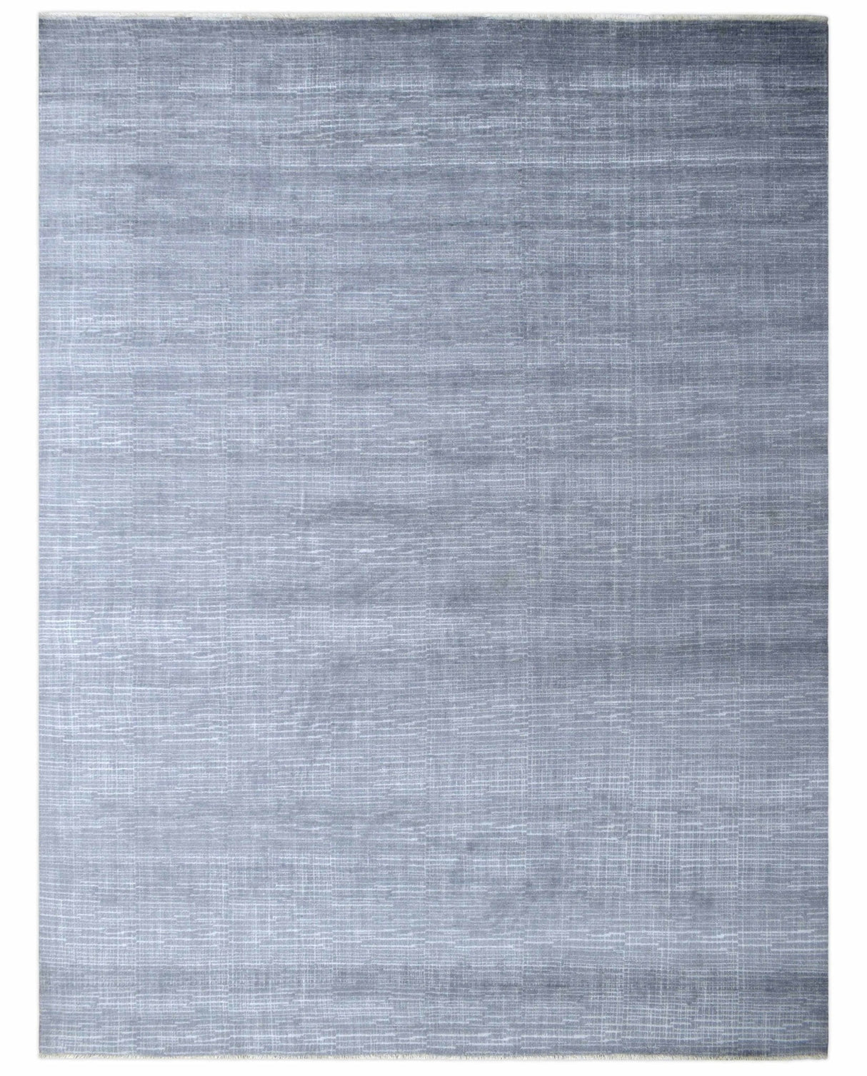 Modern Solid Design Blue Hand Knotted Wool 8x10 Area Rug
