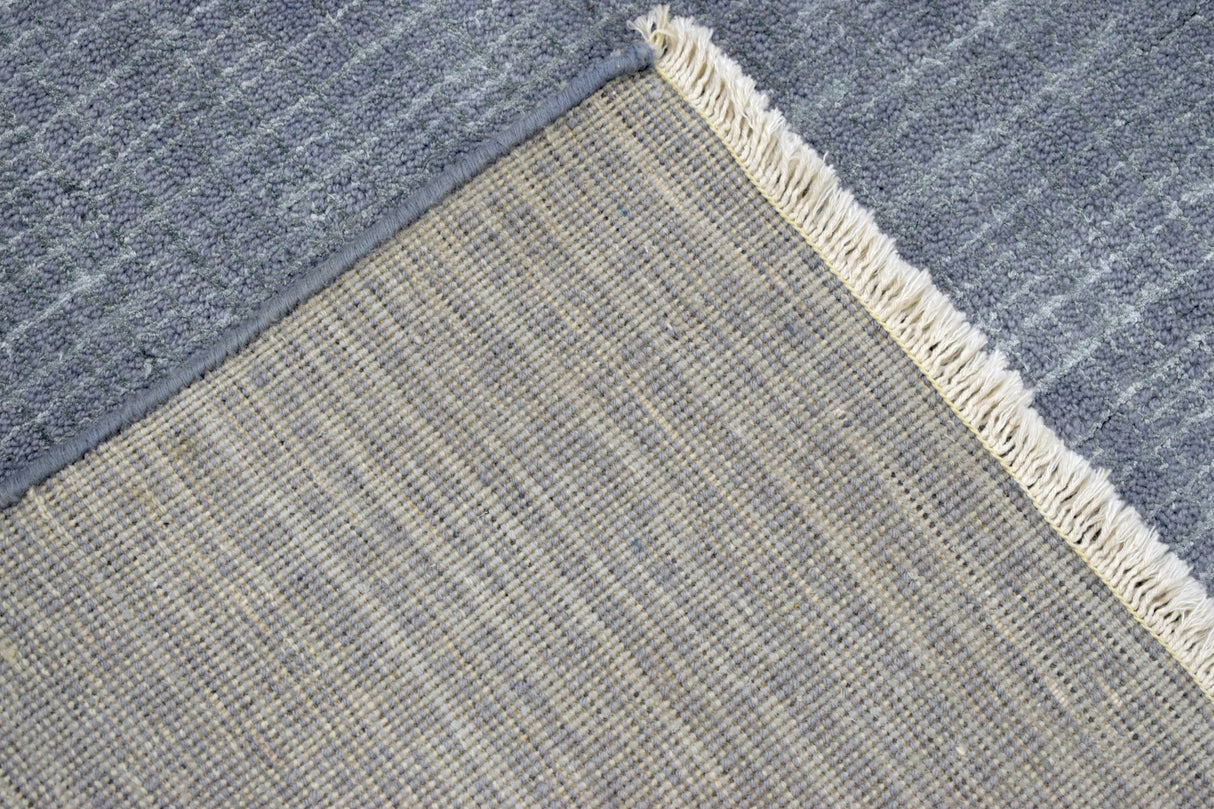 Modern Solid Design Blue Hand Knotted Wool 8x10 Area Rug