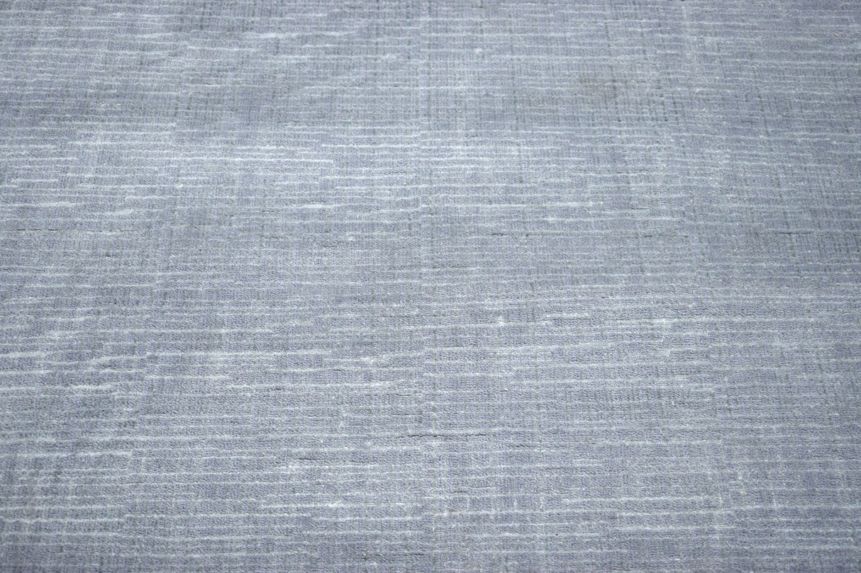Modern Solid Design Blue Hand Knotted Wool 8x10 Area Rug