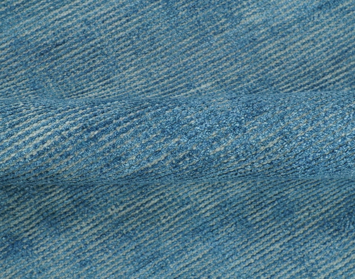 Modern Solid Design Gray And Blue 5x8 Hand Knotted Wool Area Rug