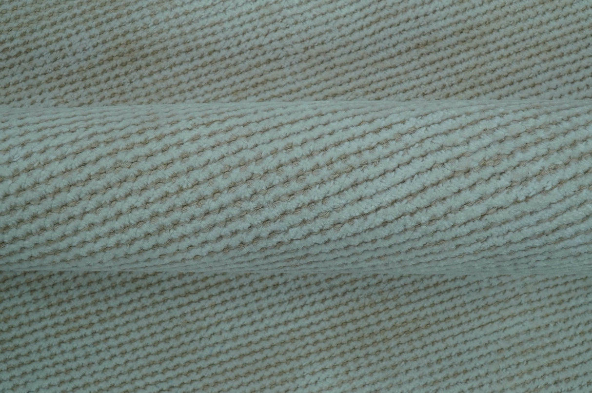 Modern Solid Design Ivory 5x8 Hand Woven Wool Area Rug