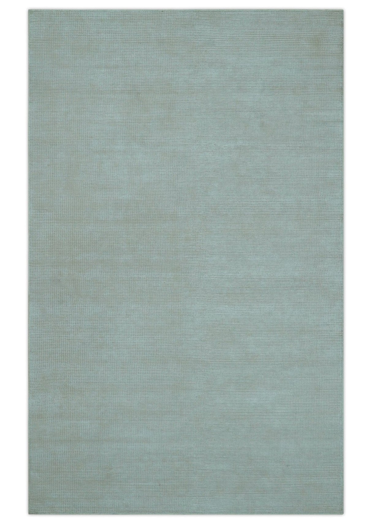 Modern Solid Design Ivory 5x8 Hand Woven Wool Area Rug