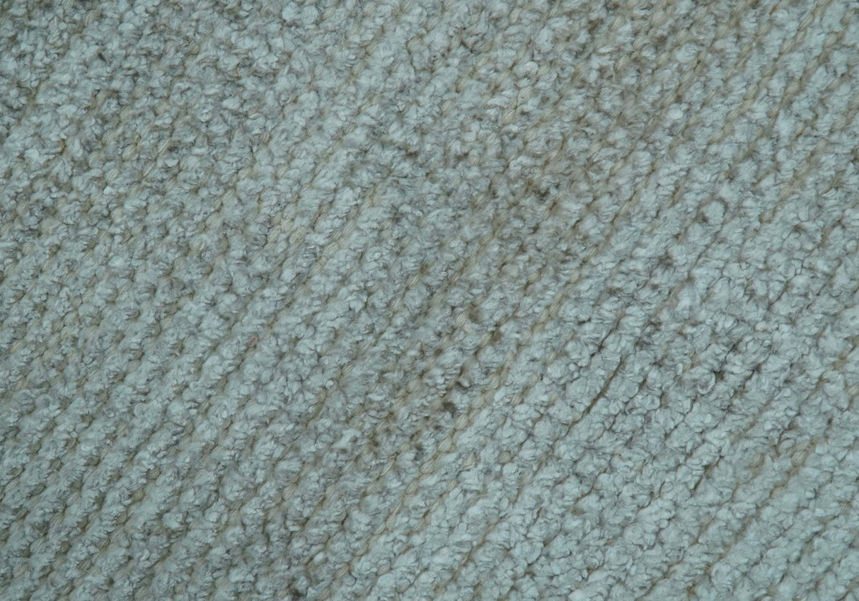Modern Solid Design Silver Hand Knotted 9x12 Wool Area Rug