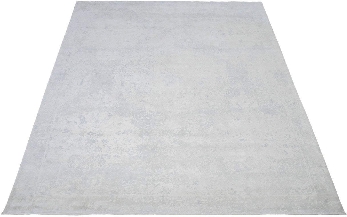 Modern Solid Design Silver Hand Loom Viscose 5x8 Area Rug