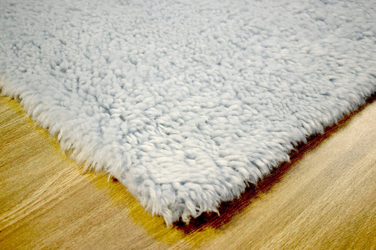 Modern Solid Design Silver Handmade Wool Area Rug