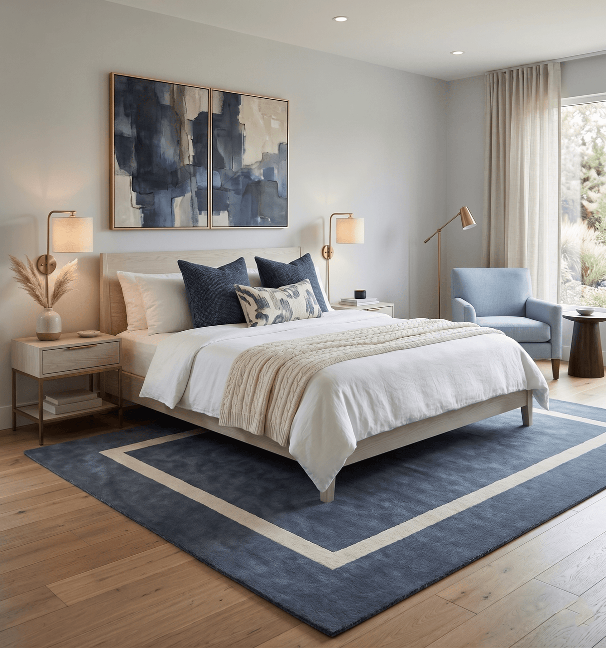 Modern Solid Gray and Beige Hand Tufted Wool Area Rug